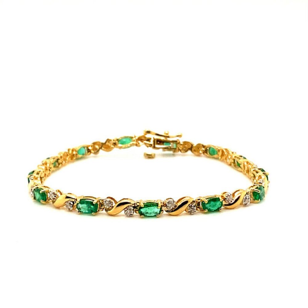 2.82 Carat Natural Diamond & Emerald Bracelet
